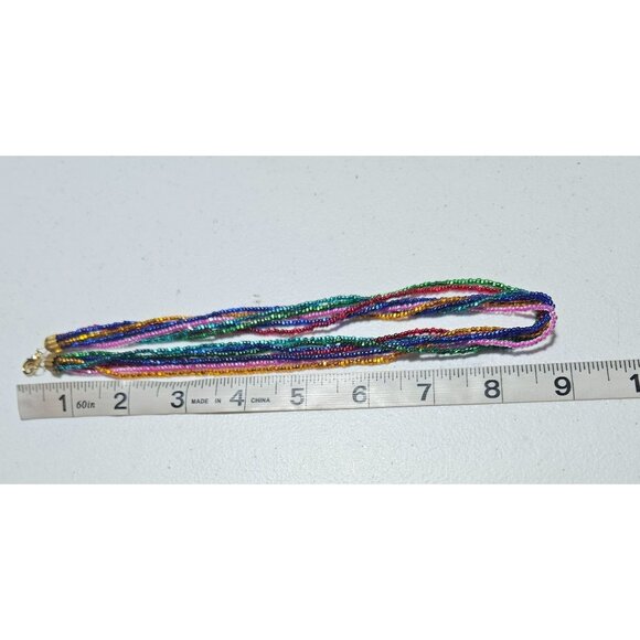 Rainbow Multi Strand Seed Beaded Necklace Pride Retro Fashion Jewelry Women - Picture 4 of 5